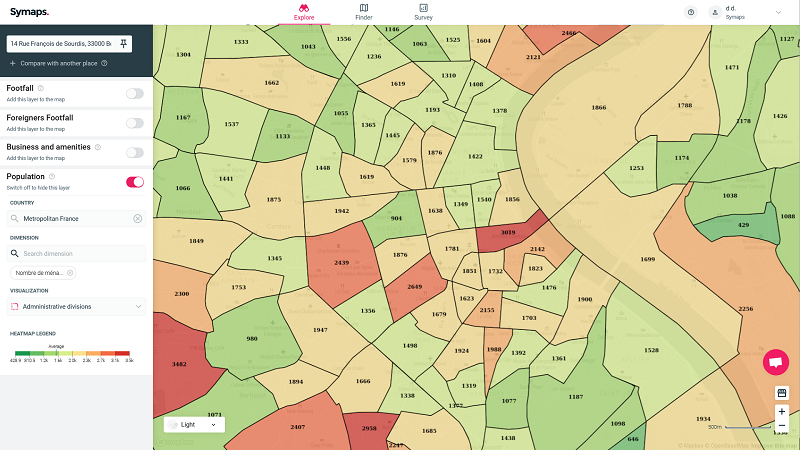 Visualización de datos demográficos Inteligencia de ubicación de Symaps