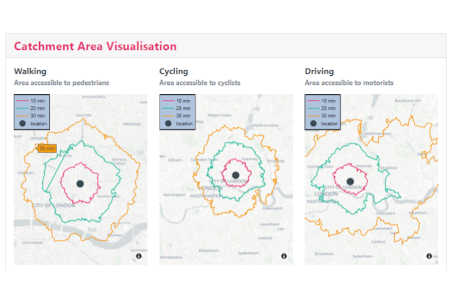 Visualise catchment area - Symaps