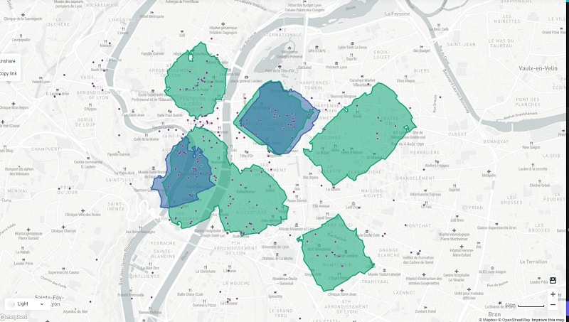 Catchment area network visualisation